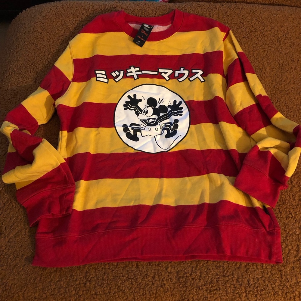 Forever 21/Disney Japanese Red & Yellow Striped Crewneck Sweatshirt